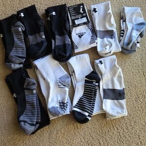 Adidas & Under Armour Men's Black and White Soccer Socks